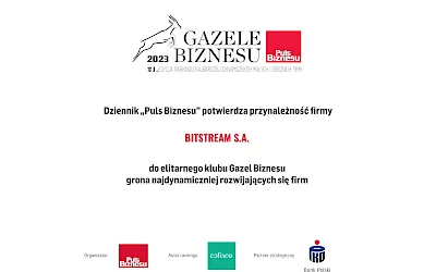 Bitstream "Gazelą Biznesu 2023"
